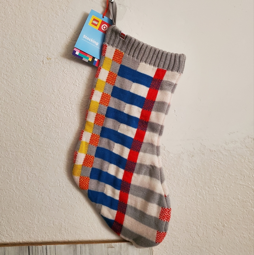 Lego Blocks Knit Christmas Stocking